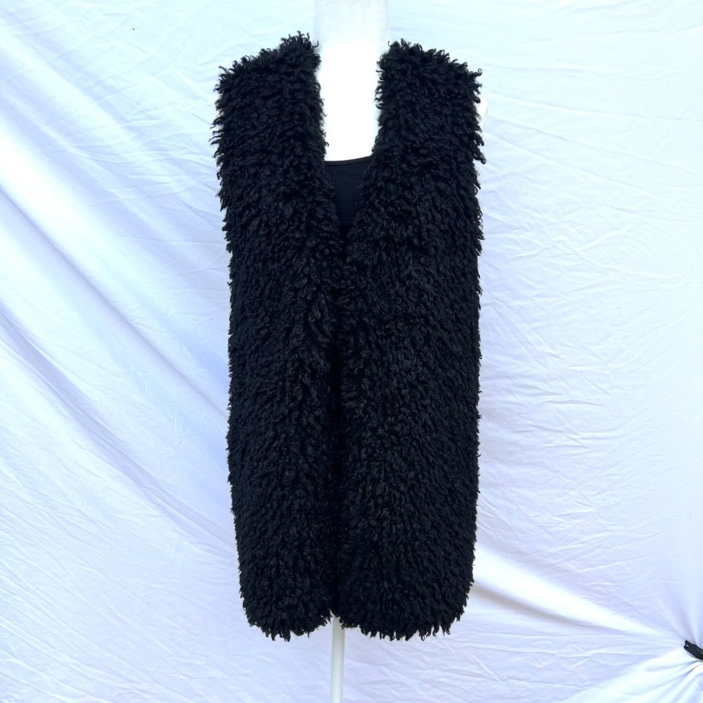 Terra Sky Black Faux Fur Sweater Vest
